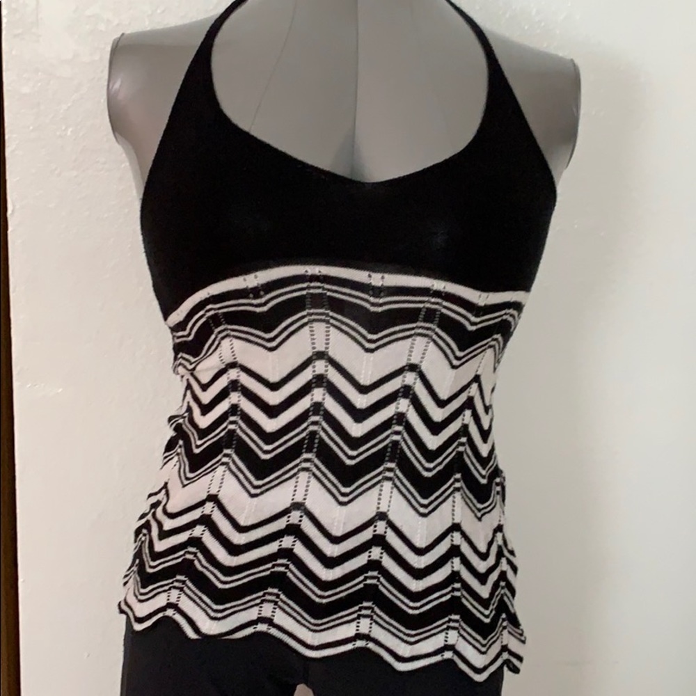 Black & White Chevron Knit Halter Top